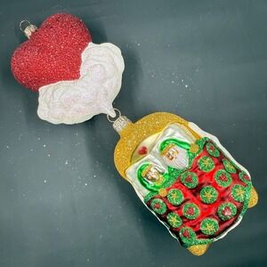 2002 Patricia Breen Bon Nuit Red and Green 7.87" Ornament 2 Part
